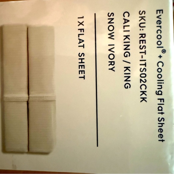 Evercool cooling flat California king flat sheet new snow ivory - Picture 2 of 5